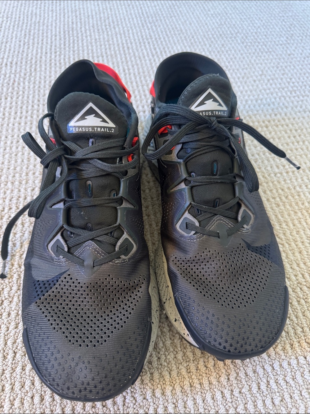 Nike Pegasus Trail 2 Men's Black with Red Accents Trail Running Shoes